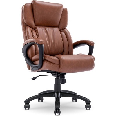 Cognac Bonded Leather Ergonomic Executive Office Chair
