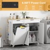 Rolling Kitchen Island with Power Outlet & Drop Leaf, Kitchen Island Cart with Trash Storage Cabinet - 3 of 4
