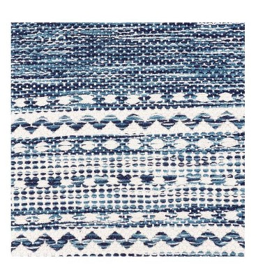 Klosterle Navy and White Hand-Woven Cotton Square Pillow