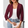 Womens Cropped Blazer Casual Business 3/4 Sleeve Collarless Open Front Cardigan Work Jacket Shrug - 3 of 4