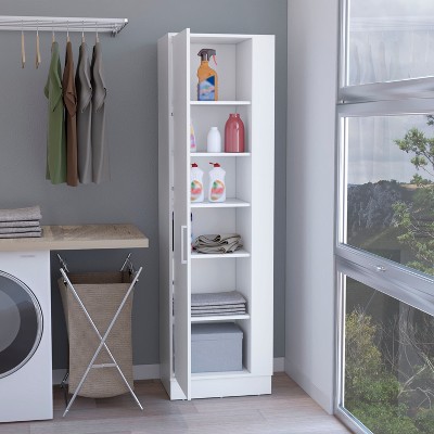 White Tall Office Storage Cabinet with Adjustable Shelving