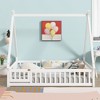 KWPZQEB Floor Bed with Safety Guardrails for Kids, Montessori Bed with Tent-Shaped & Wood Slats, Floor Bed Frame for Girls and Boys - 2 of 4