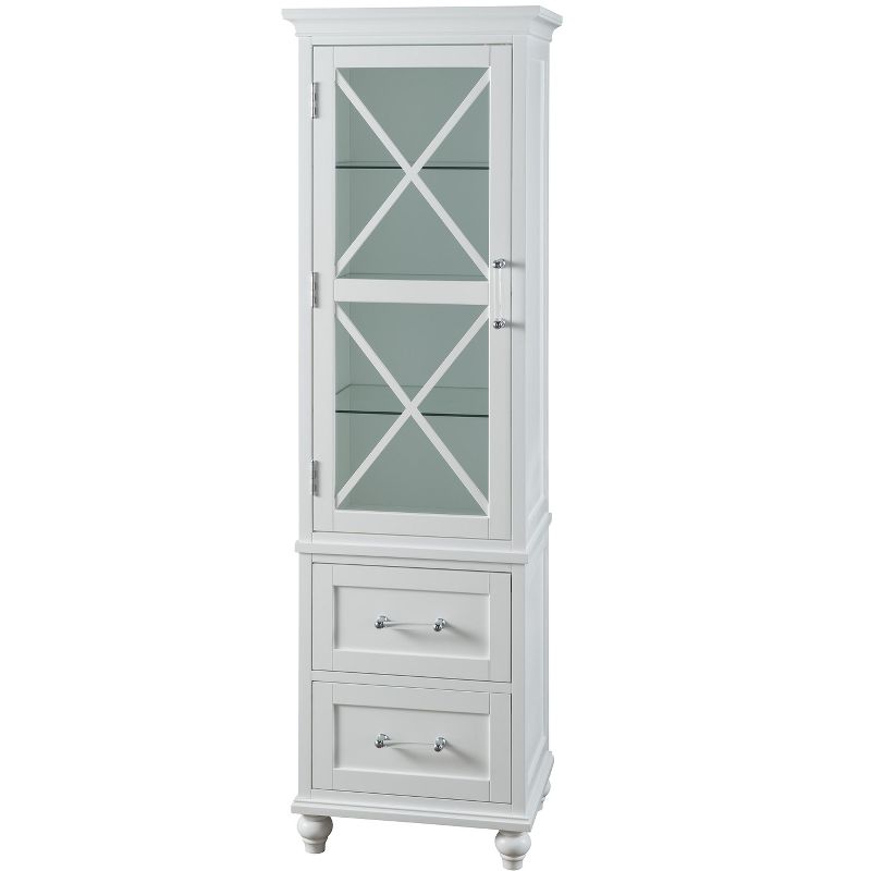 Teamson Home Blue Ridge Wooden Linen Tower Cabinet with Adjustable Shelves, White, 1 of 9