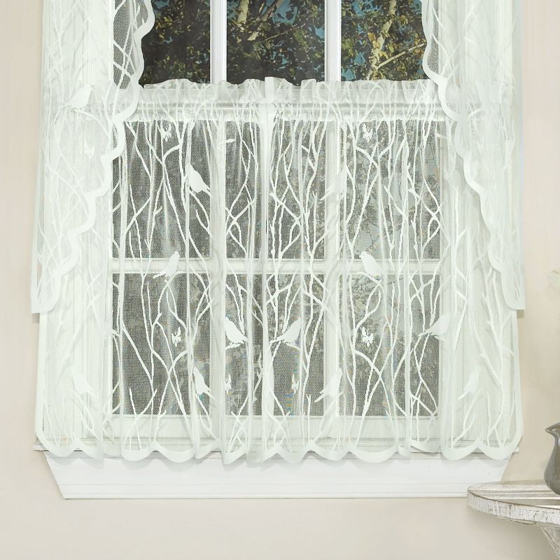 Songbird Motif Knit Lace Window Curtains by Sweet Home Collection™, 1 of 4