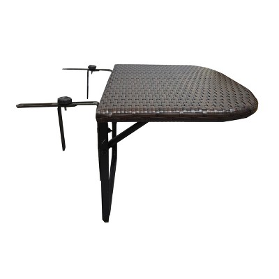 Brown Wicker Foldable Balcony Table with Metal Frame