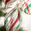 Green Red Striped Ornament Multicolor 4"H Glass Set of 3 - 2 of 2