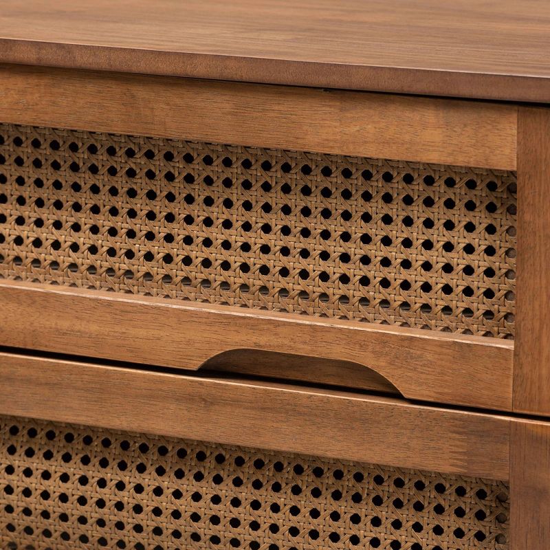Barrett Wood and Synthetic Rattan 4 Drawer Chest Walnut Brown - Baxton Studio, 6 of 13