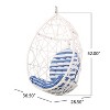 Christopher Knight Home Cayuse Wicker Outdoor Hanging Egg Chair White with White/Blue Cushion - 3 of 4