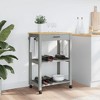vidaXL Kitchen Trolley MONZA 23.6 in.x15.7 in.x35.4 in. Solid Wood Pine - 3 of 4