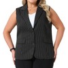 Agnes Orinda Women's Plus Size Sleeveless Lapel V-Neck Striped Outerwear Suit Blazer Vests - 2 of 4