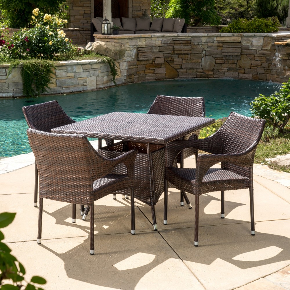 Arden 5pc Wicker Patio Dining Set Multibrown Christopher Knight Home