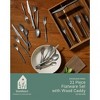 Bloomhouse 20 Piece Stone Washed Flatware 18/10 Stainless Steel Silverware Cutlery Utensil Set With Acacia Wood Caddy - Service for 4 - 2 of 4