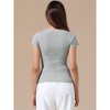 INSPIRE CHIC Women's Crew Collar Casual Office Ribbed Slim Fit Short Sleeves Summer Tops - 3 of 4