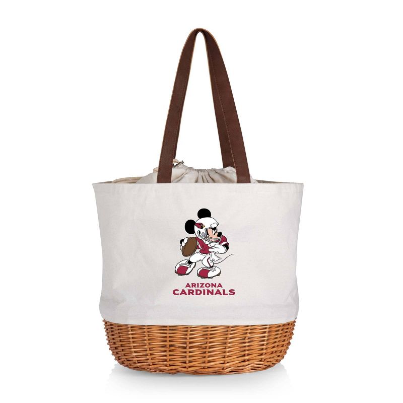 NFL Arizona Cardinals Mickey Mouse Coronado Canvas and Willow Basket Tote - Beige Canvas, 1 of 6