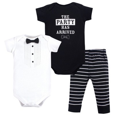 Image of Little Treasure Baby Boy Cotton Bodysuit and Pant Set, Party Tux, 0-3 Months