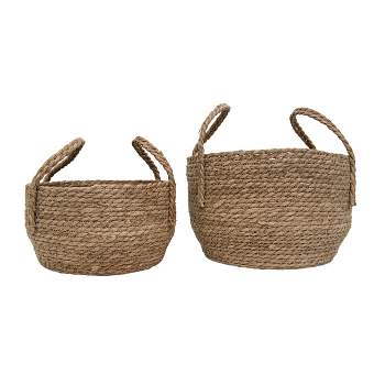Set of 2 Natural Woven Natural Seagrass Basket - Foreside Home & Garden