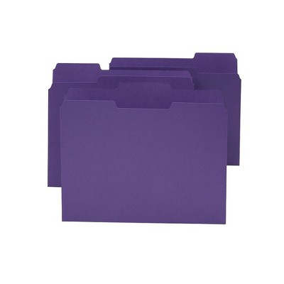 MyOfficeInnovations Colored Top-Tab File Folders 3 Tab Purple Letter Size 24/Pack