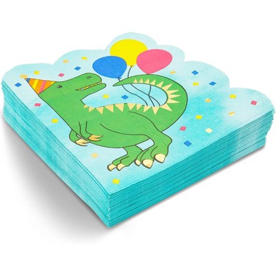 Blue Panda 50 Pack Dinosaur Birthday Party Napkins (6.25 x 6.25 Inches)