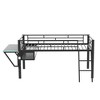 YOOCOZZ Metal Gaming Loft Bed with Wooden Desk, LED Lighting and Mesh Undercarriage Storage - Black - 2 of 4