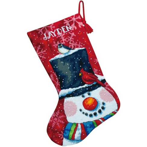 Jabara Group NEW Red Needlepoint Stocking Snowman Holiday Item