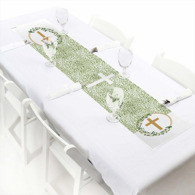 Big Dot of Happiness Elegant Cross - Petite Religious Party Paper Table Runner - 12 x 60 inches
