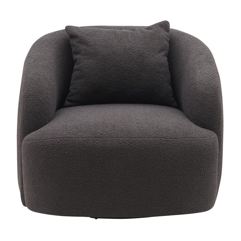Soft Boucle Upholstered Swivel Accent Barrel Chair Wide Seat Round Single Sofa Chair 360 Swivel, 2 of 6