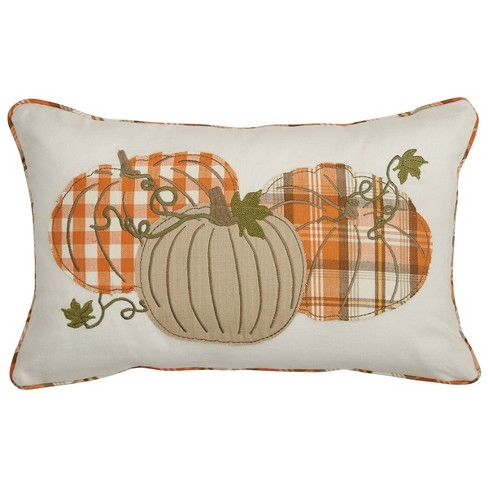 Wheat Plaid Pumpkin Pillow 18x18 - Allysons Place