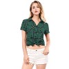 INSPIRE CHIC Women's Classic Short Sleeve Button Down Plaid Shirt - 2 of 4