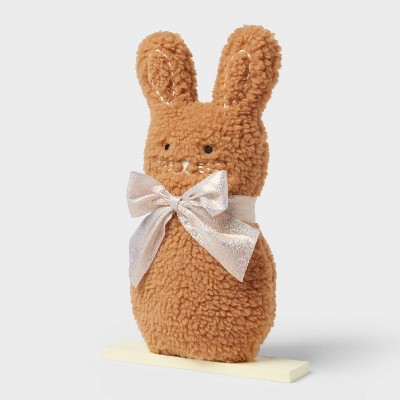 Faux Shearling Brown Bunny Easter Decorative Accent Piece - Spritz™