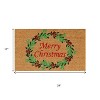 HomeRoots 17" X 29" Brown Red And Dark Green Christmas Merry Christmas Outdoor Coir Door Mat - 3 of 4