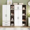 TIRAMISUBEST 3-Door Shutter Wardrobe with shelves - Mobile Lateral Filing Cabinet, Locking Wheels, Adjustable Shelf - 2 of 4