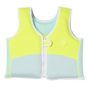 Sunnylife Kids Swim Vest 3-6 - Salty the Shark, Aqua Neon Yellow, 66lb Cap - 1 of 4