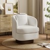 LuxenHome Upholstered White Club Swivel Chair with Dark Brown Base - 2 of 4
