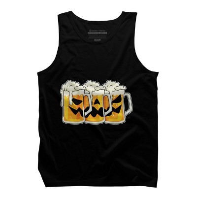 Men's Design By Humans Halloween Jack O Lantern Beer Drinking By RedBirdLS Tank Top