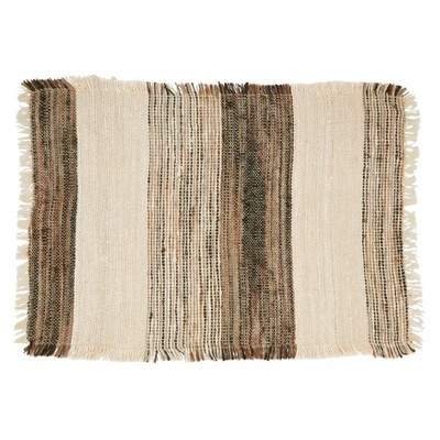 Saro Lifestyle Saro Lifestyle Table Mats With Striped Design (Set of 4), Grey, 14"x20"