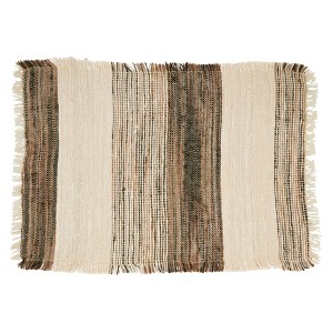 Saro Lifestyle Saro Lifestyle Table Mats With Striped Design (Set of 4), Grey, 14"x20" - 1 of 4