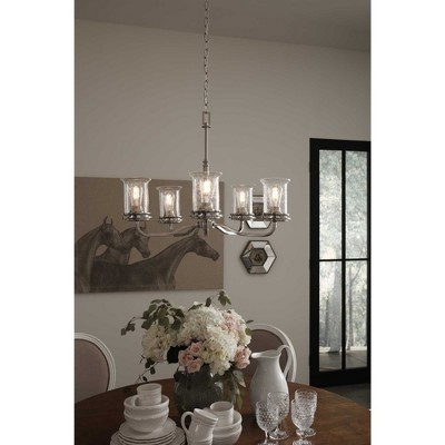 Winslett Brushed Nickel 5-Light Chandelier with Seeded Glass Shades