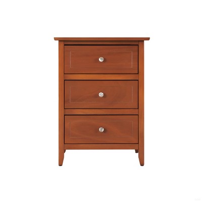 GlasFlength Nightstands Modern Three Drawer Bedside Table with Metal Handles Elegant Design for Bedroom Storage, Brown, 19"*15"*25"