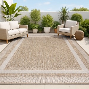 Dover Classic 3-Stripe Border Indoor/Outdoor Area Rug - JONATHAN Y - 1 of 4
