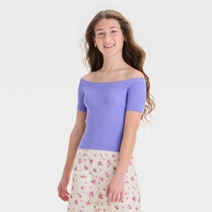Girls' Off the Shoulder Short Sleeve Pullover Sweater - art class™ - 1 of 3