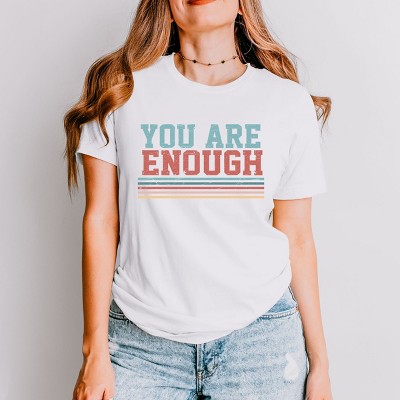 Simply Sage Market You Are Enough Stripes Short Sleeve Tee - M - White