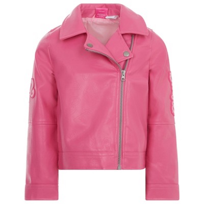 Barbie Girls Pink Faux Leather Jacket Little Kid to Big Kid
