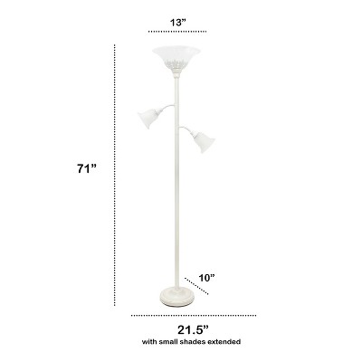 Elegant White Torchiere Floor Lamp with Adjustable Reading Lights