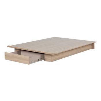 Queen Primo Platform Bed with Drawer Rustic Oak - South Shore