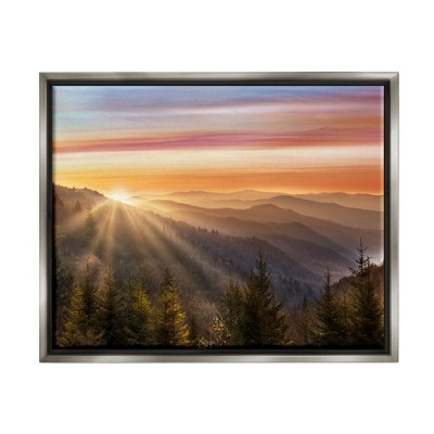 Stupell Industries Sunrise Through Mountain Forest Skyline Warm Sky