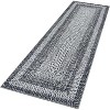 Grey/Blue Washable Runner Rug, Non-Slip Modern Hallway Carpet, Stain Resistant Low Pile Mat for Living Room, Bedroom, Kitchen - 3 of 4