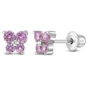 Girl's - Tiny Butterfly Screw Back Sterling Silver Earrings - In Season Jewelry - 1 of 4