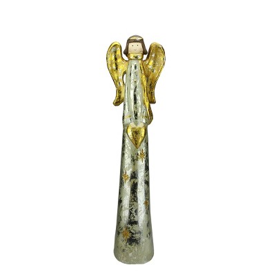 Northlight 23.5" Silver and Gold Distressed Finish Angel with Heart Christmas Tabletop Figurine