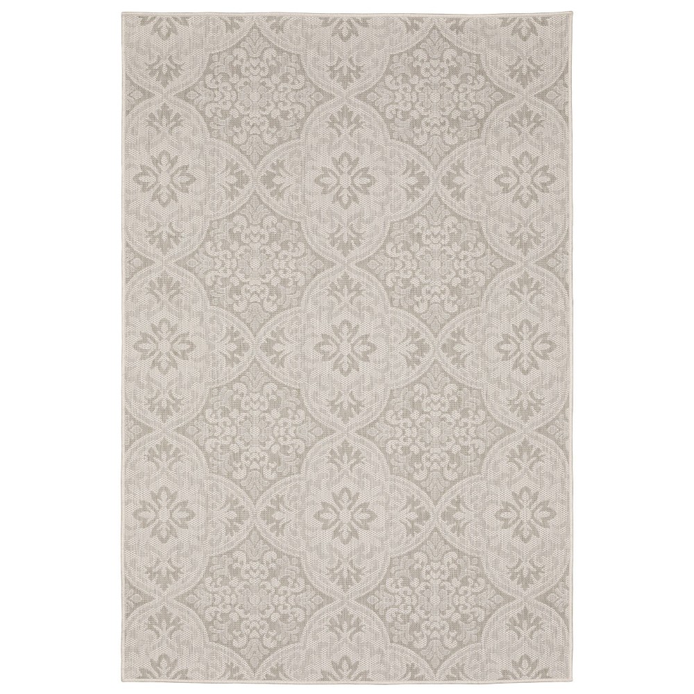 9'10inx12'10in Paloma Floral Trellis Patio Rug Ivory/Gray - Captiv8e Designs