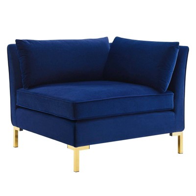 Navy Luxe Velvet 72" Loveseat with Gold Metal Legs